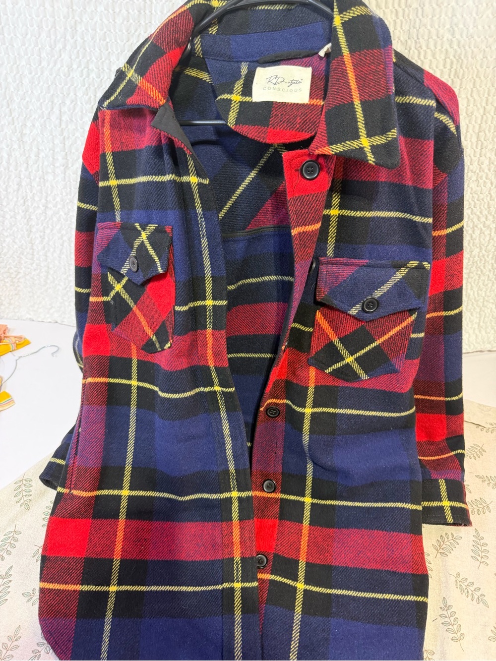RD Style Red, Blue & Black Plaid Button-Up Jacket